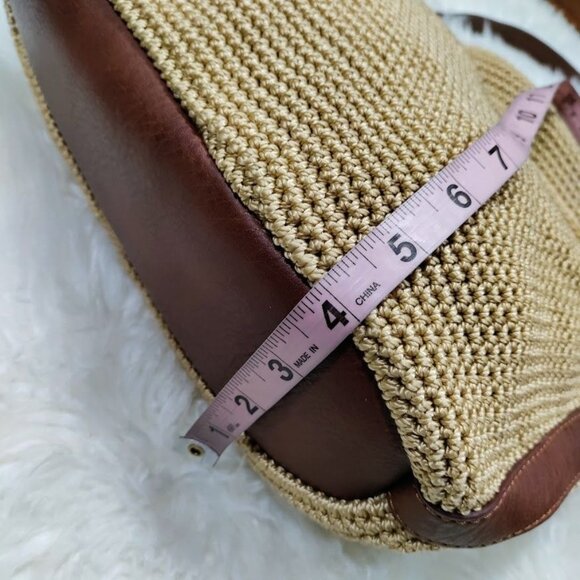 The Sak Chic Crochet Woven Leather Trim Sequoia Hobo Shoulder Bag, Tan/Brown - Picture 12 of 13